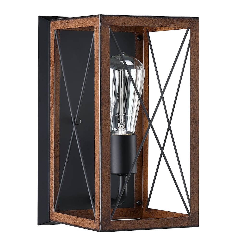 1-Light Barnwood Accents Indoor Wall Sconce Lantern