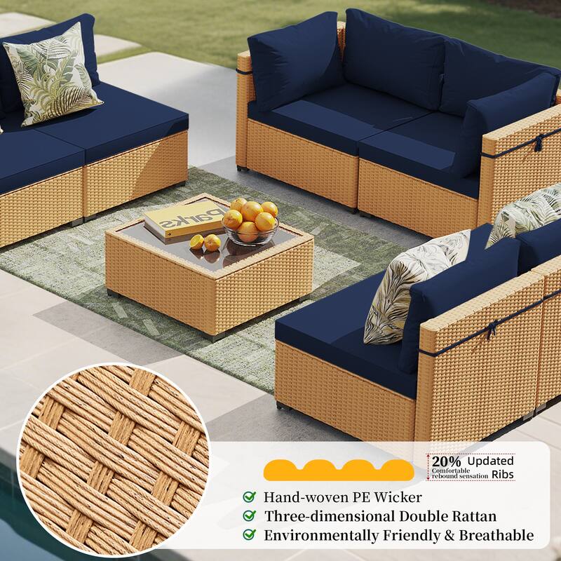 UPHA 7-Piece Wicker Outdoor Seating Group with Cushions