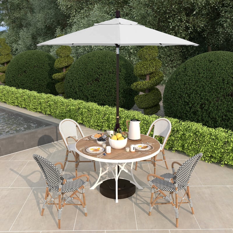 California Umbrella 75' Sun Master Patio Umbrella Bronze Aluminum Pole Fiberglass Ribs Crank Lift Tilt Pacifica - Natural