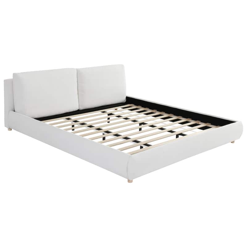 Christopher Knight Home - Charlotte King Size Upholstered Boucle Platform Bed with Removable Pillow Headboard