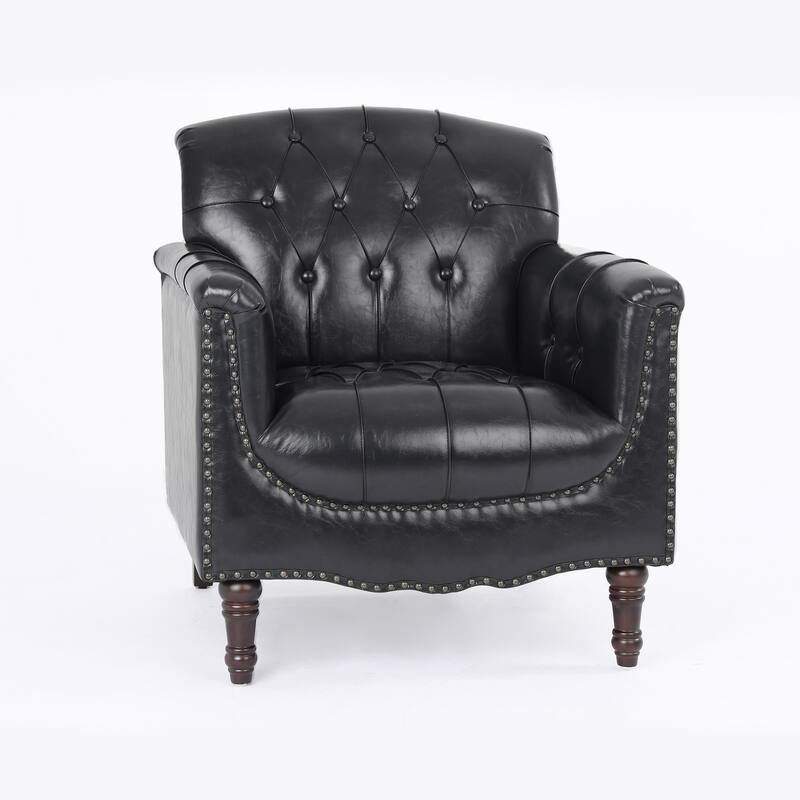31" W Tufted Vegan Leather Accent Chairs for Living Room Set of 2