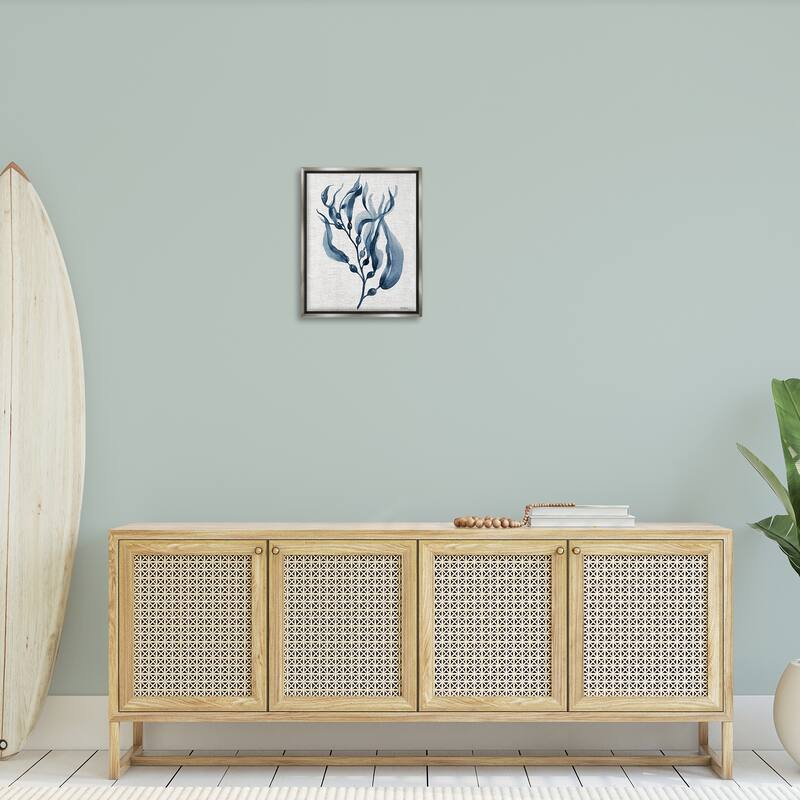 Stupell Delicate Waving Herb Leaves Framed Floater Canvas Wall Art Design By Carol Robinson