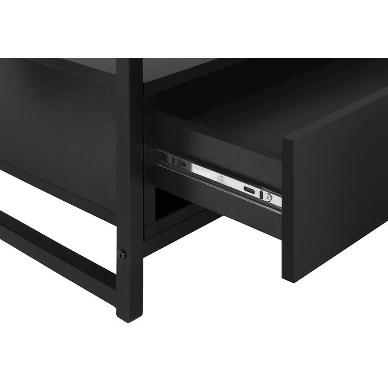 Modern 48-Inch TV Stand with Storage Drawers, Black Laminate & Metal Frame for Contemporary Home Decor