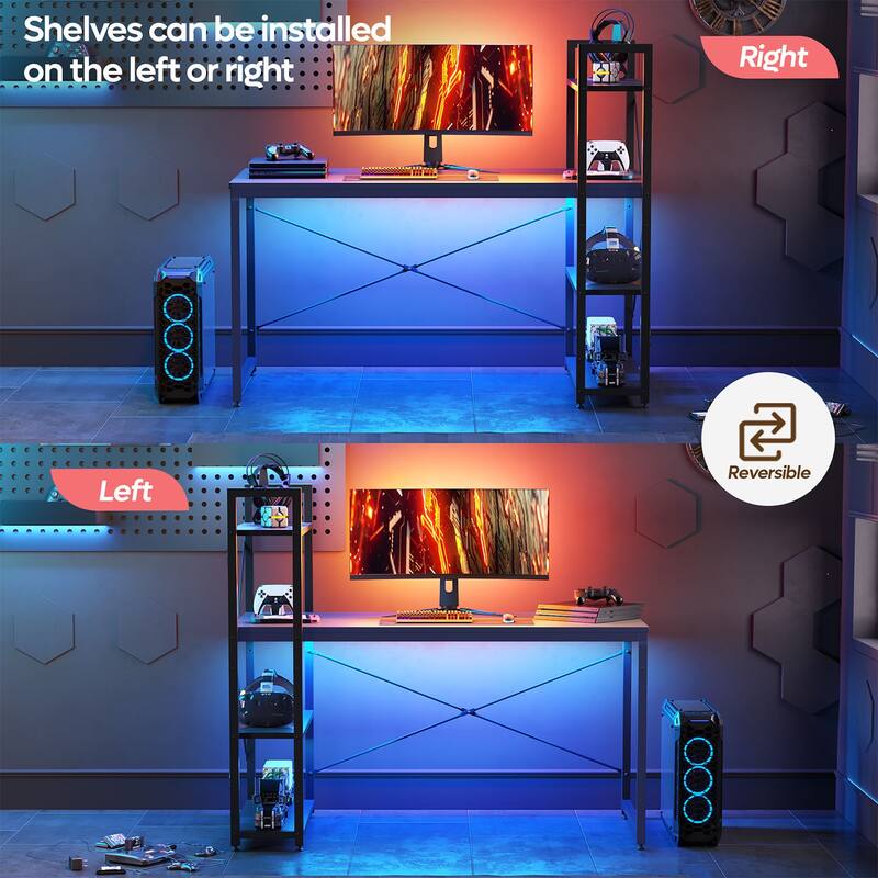 Computer Desk Home Office Computer Desk with 4 Shelves & Hooks