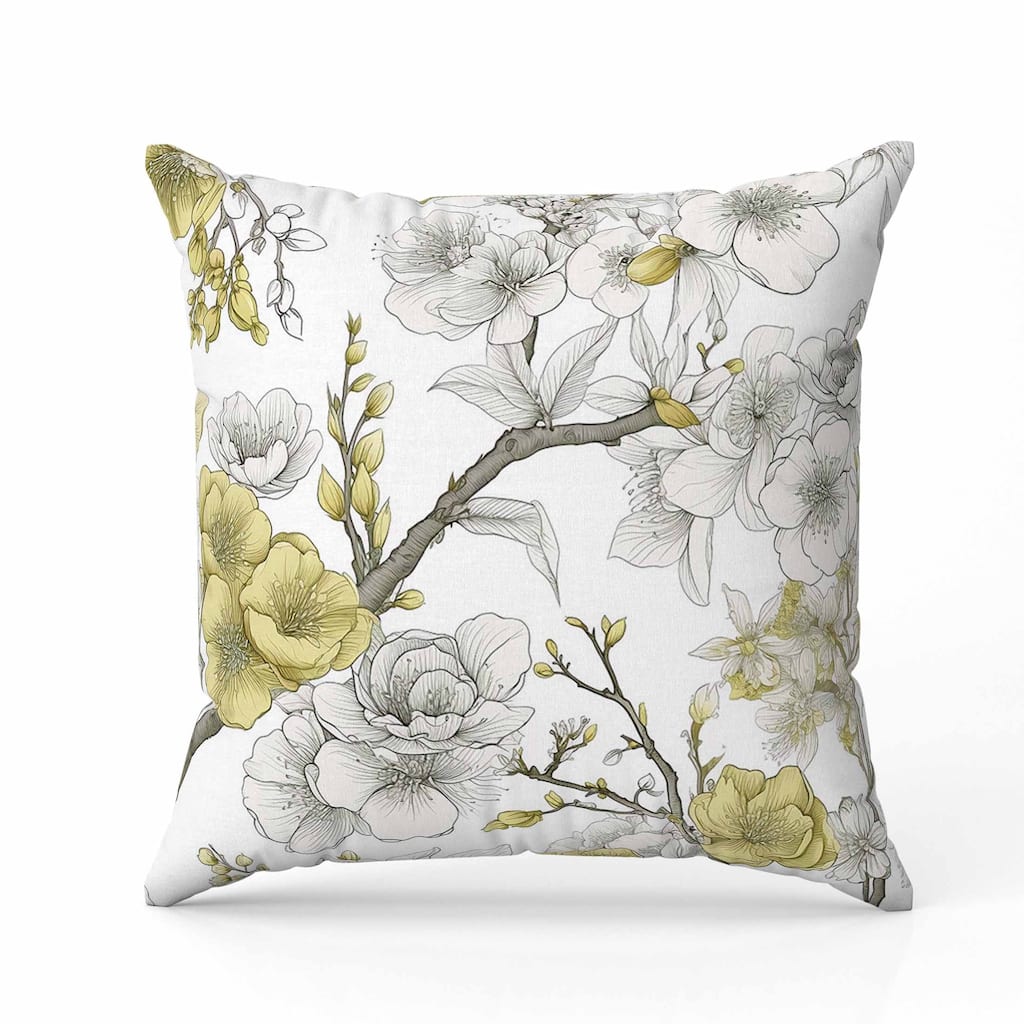 Petal Poetry Faux Suede Reversible Throw Pillow White and Gold