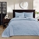 preview thumbnail 50 of 107, Madison Park Mansfield Reversible Oversized 3-piece Solid Texture Bedspread Quilt Set with Matching Shams Blue - King