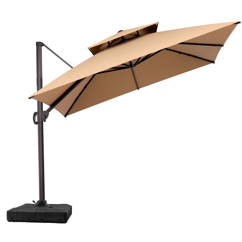 VredHom Outdoor Square Patio Cantilever Umbrella with Base Stand