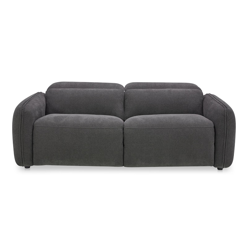 NADAAL STUDIOS Yarrow, Power Recliner Sofa Solid Wood Frame with Upholstery Fabric, Charcoal Grey - Seats 3