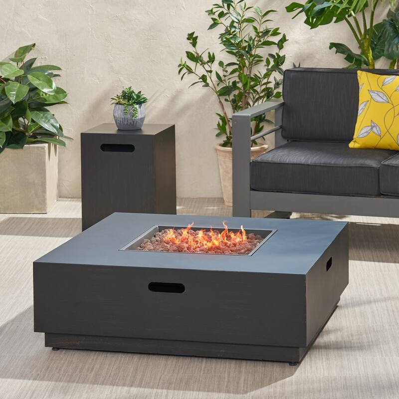 Wellington Outdoor 40-Inch Square Fire Pit with Tank Holder by Christopher Knight Home - 40.00" W x 40.00" D x 13.50" H