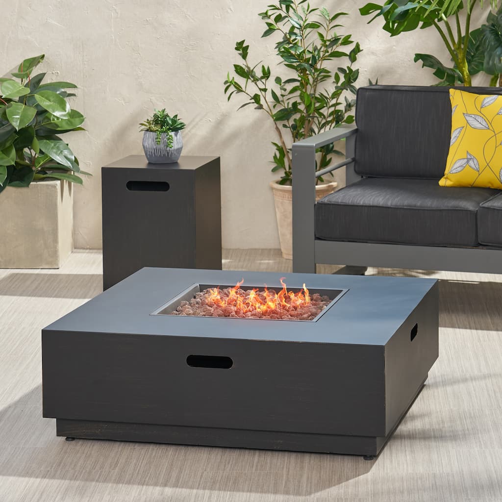 Wellington Outdoor 40-Inch Square Fire Pit with Tank Holder by Christopher Knight Home - 40.00" W x 40.00" D x 13.50" H
