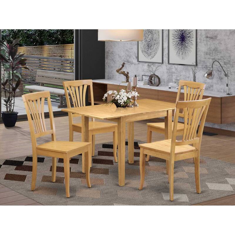 HomeStock 5-Pc Natural Oak Finish Solid Wood Top-Dining Room Set-Seats 4