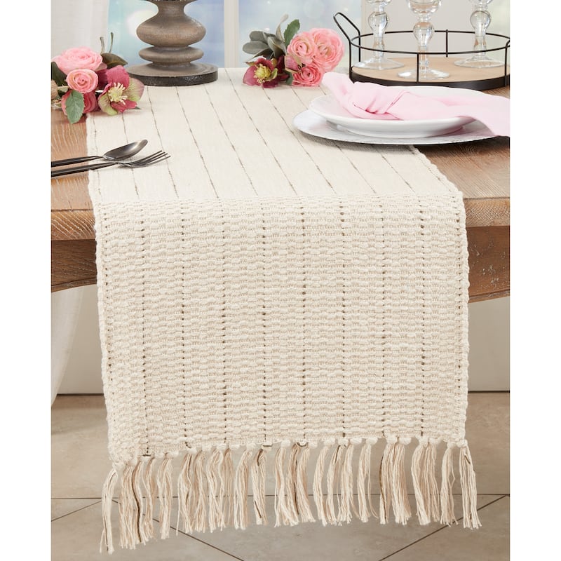 Contemporary Charm Stripe Fringe Tassels Table Runner - 16"x72"
