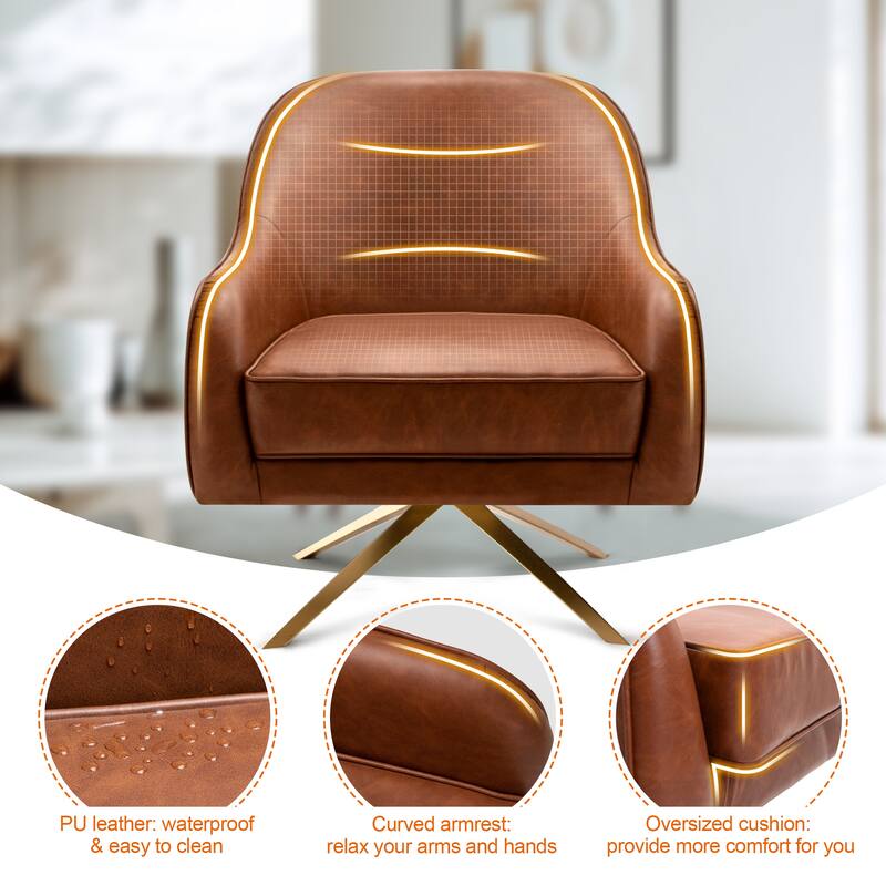 Swivel Club Chair PU Leather Leisure Upholstered Armchair