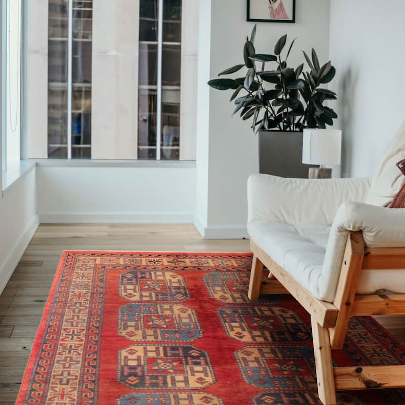 ECARPETGALLERY Hand-knotted Uzbek Ghazni Red Wool Rug - 3'10 x 5'9