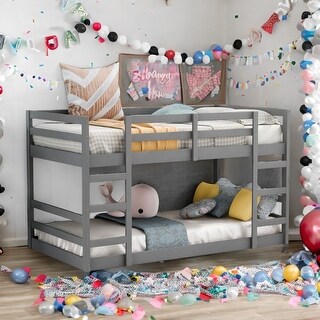 Functional And Aesthetic Design Twin Over Twin Bunk Bed with Ladder