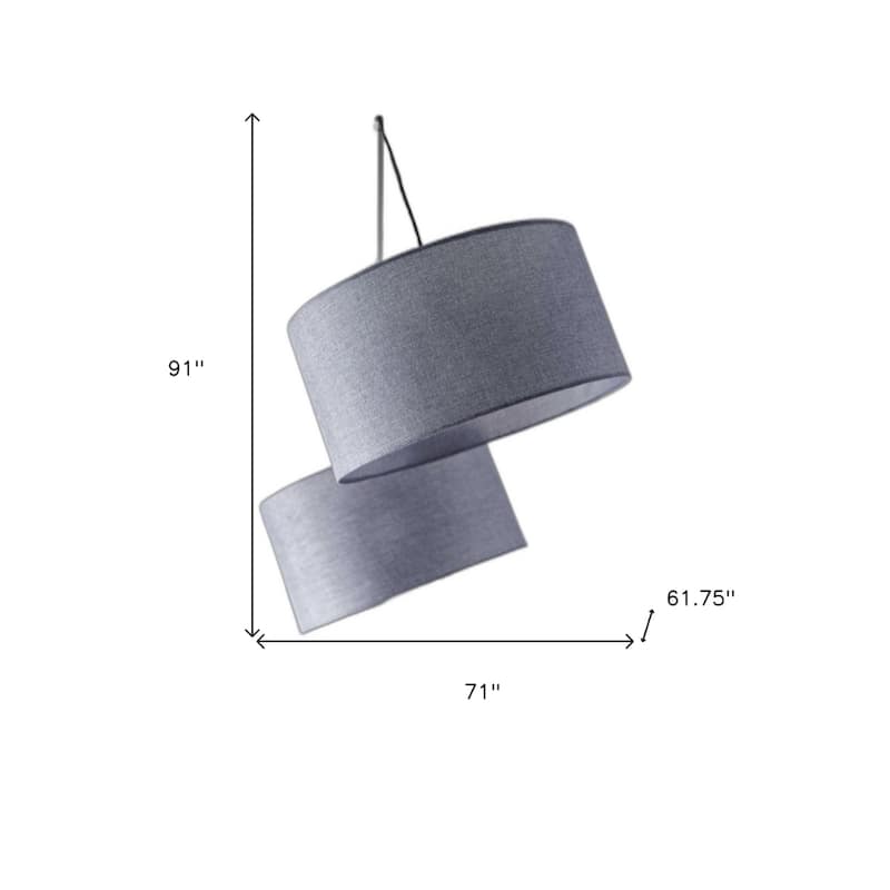 Modern 91" Tree Floor Lamp with 3 Lights Grey Linen Drum Shade and Silver Metal Body for Living Room - 91”H x 71”W x 61.75”D