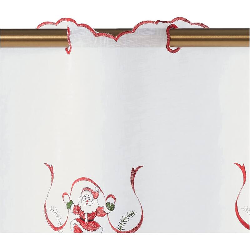 Violet Linen Seasonal Xmas Christmas Holiday Berry Pattern, Embroidered, 60" x 15", Straight, Grommet Curtain Valance