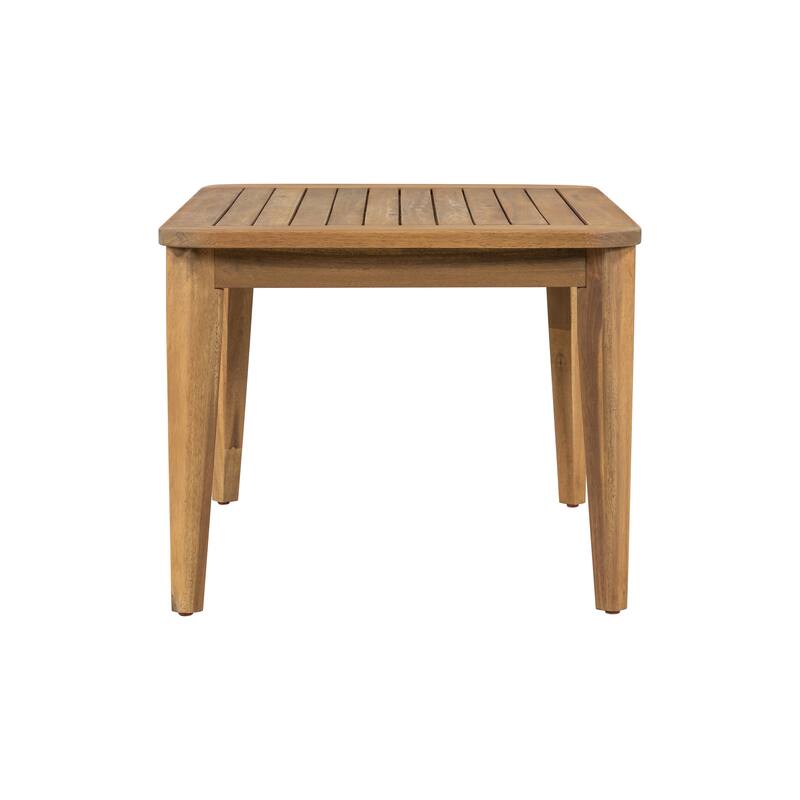 Roomfitters Outdoor Acacia Wood Coffee Table, Sturdy Weather-Resistant Patio Table for Porch or Poolside, Teak+Beige