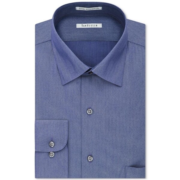 Big and Tall Van Heusen Mens TALL FIT Dress Shirts Herringbone Solid