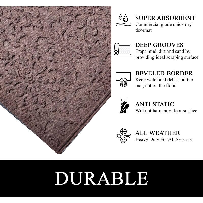 A1HC New All Weather Superior Dirt and Moisture Absorbing Polypropylene Door Mat with Non-Slip Backing for Inside Outside Use