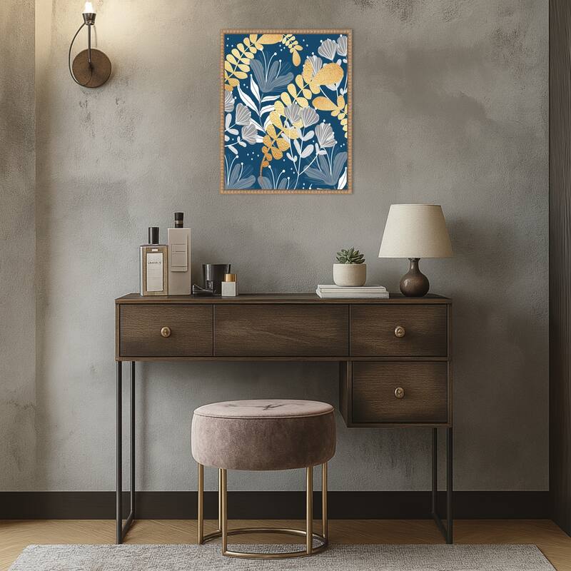 Blue Botanical Garden by Sannel Larson Framed Canvas Wall Art Print