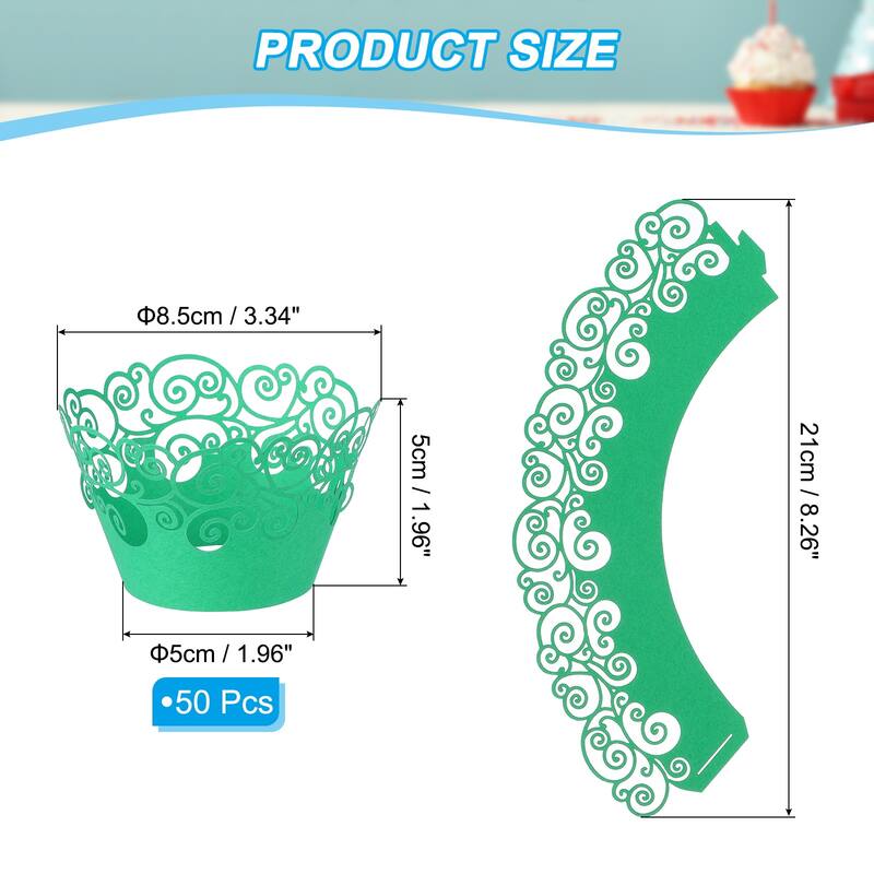 Cupcake Wrappers Paper, 50 Pack Baking Cups Standard Cloud Decor - Green