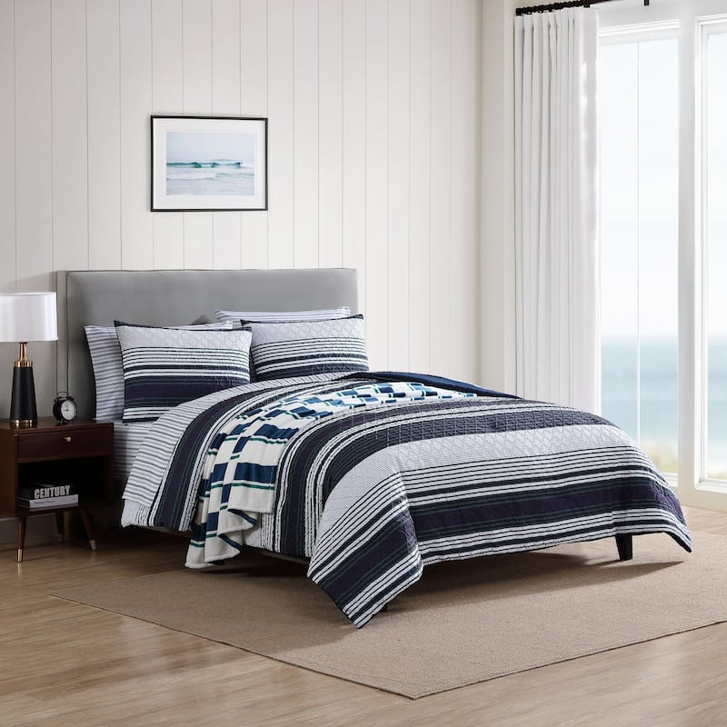 Nautica Lakefront Reversible Navy Comforter Bonus Set