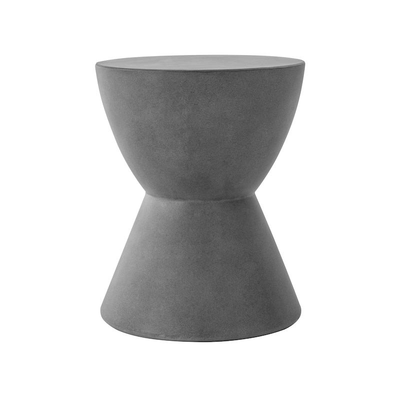 Christopher Knight Home - 15.25" Outdoor MGO Concrete Side Table with Hourglass Silhouette for Patio, Balcony, Poolside