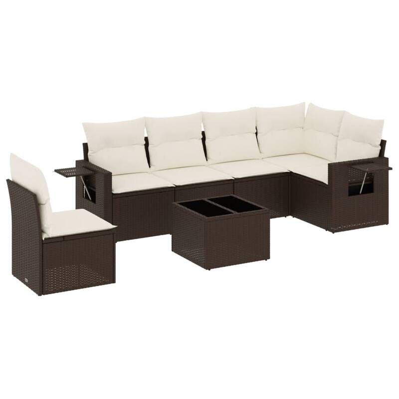vidaXL Patio Sofa Set with Cushions Outdoor Conversation Furniture Poly Rattan