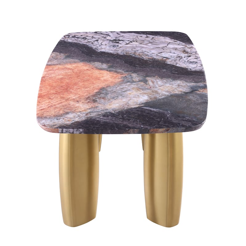 Furniture of America Luvien Modern 79-inch Sintered Stone Top Dining Table with Gold Legs