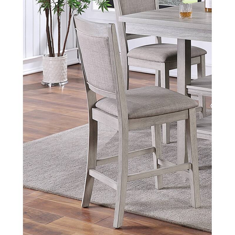 Dining Room Furniture Counter Height 5pc Set Square Table w Shelves Cushion Chairs Modern Style Rustic Grey