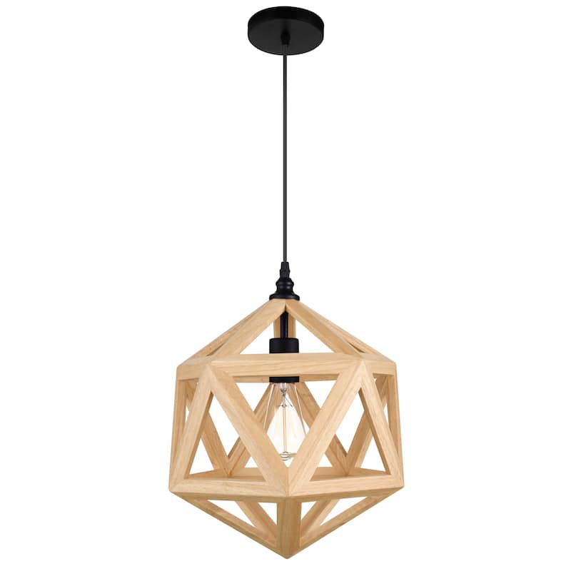 Lante 1 Light Pendant With Black & Wood Finish - Black/Wood - Black/Wood