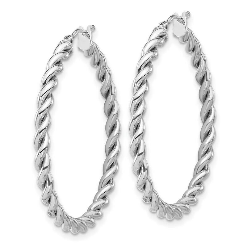 Curata 14k White Gold Polished Twist Hoop Earrings - 35.5x35mm