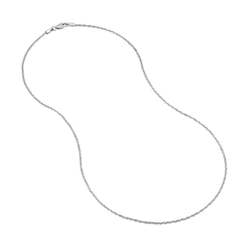 Curata 14k White Gold 1.4mm Diamond Chain Necklace (Lobster)