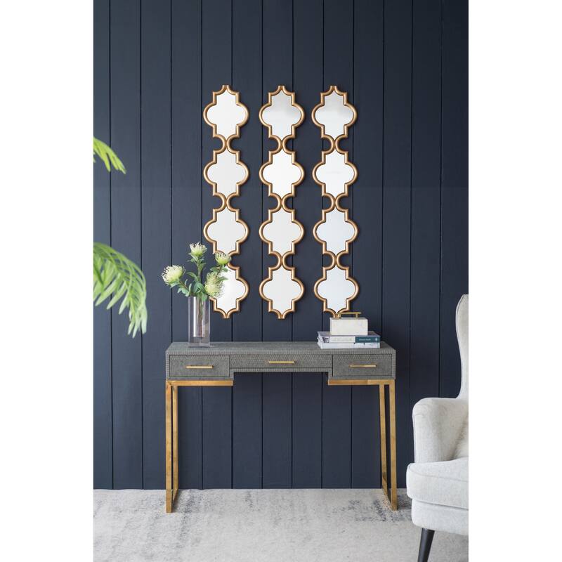 Gold Narrow Four Tiered Wall Mirror