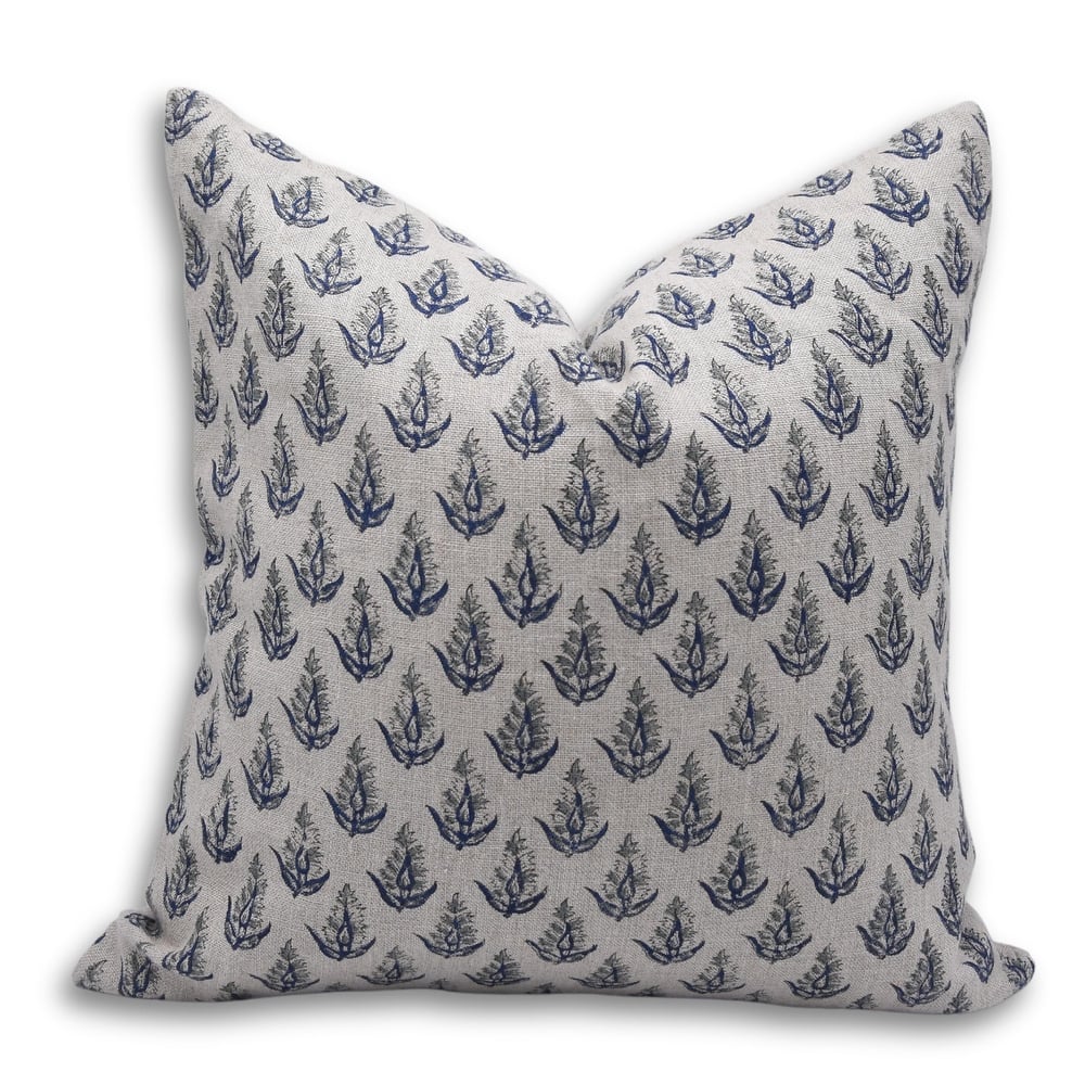 Linen Square Block print pillow Cover - Kanakbuta