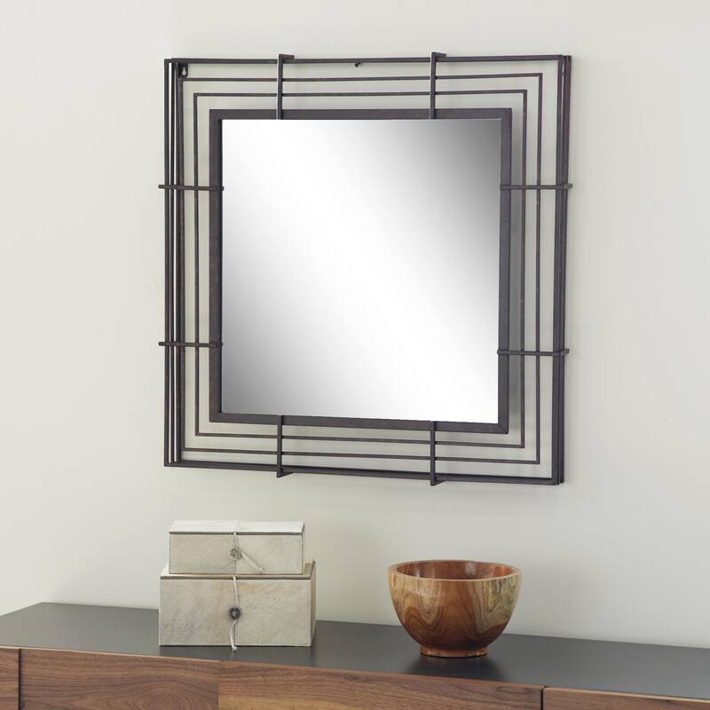 Brown Metal Room Wall Mirror - Brown