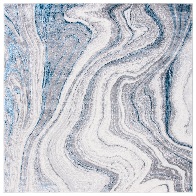 SAFAVIEH Amelia Octaviea Modern Abstract Rug - 6'7" Square - Grey/Blue