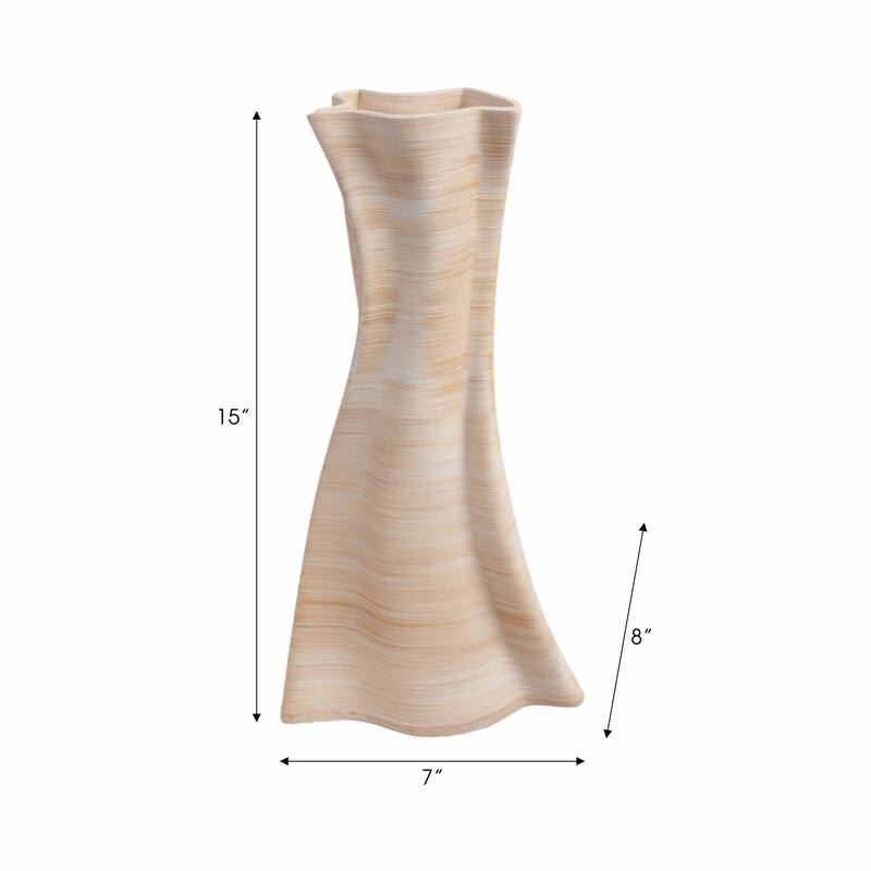 Decorative Vase - Tan Porcelain 3D Printed Textured