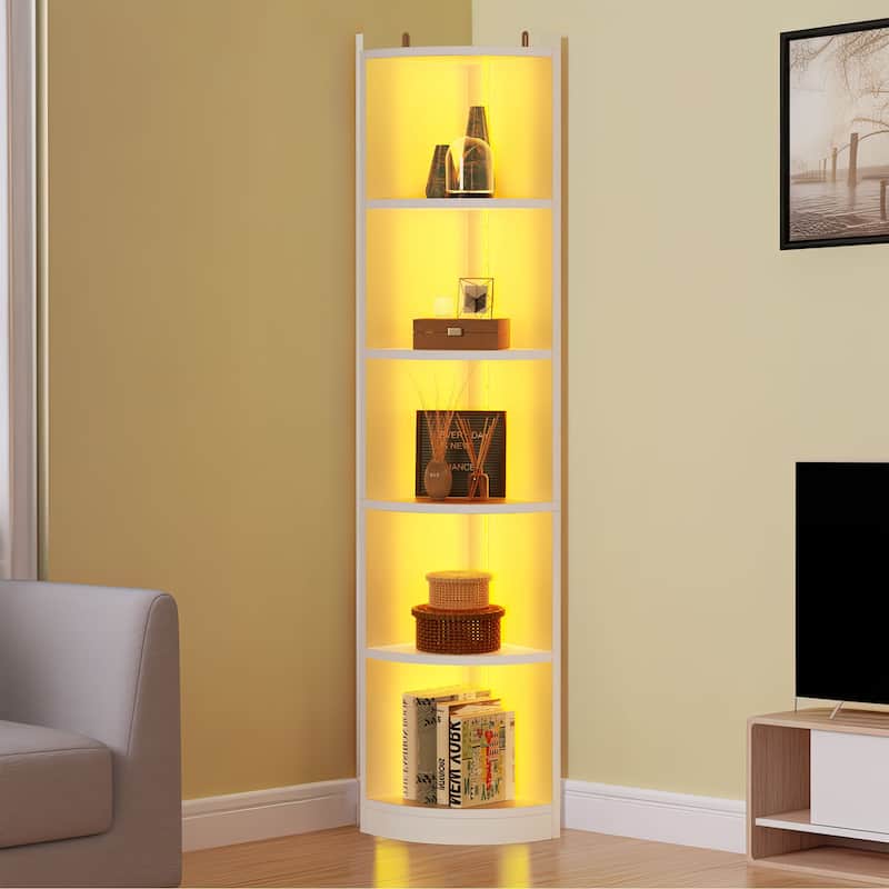 Herrell Wood 5-Tier 70.8" Tall Corner Bookshelf Bookcase