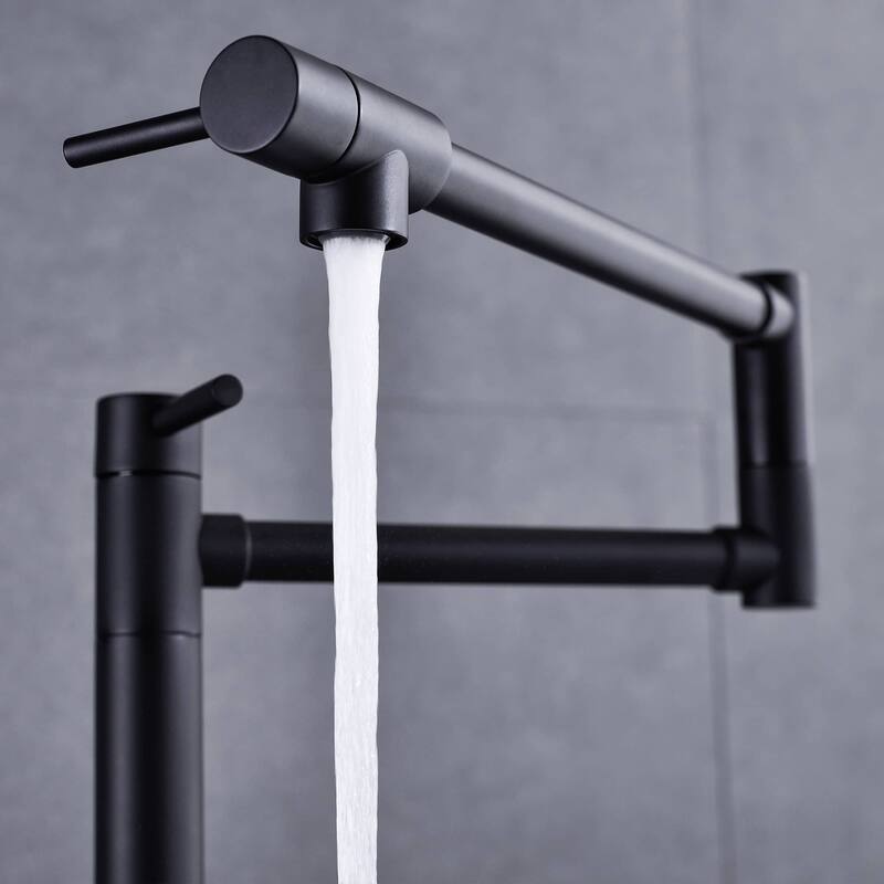 Kitchen Pot Filler Faucet Deck Mounted Double Joints Free Rotating Modern Countertop Retractable Commercial Single Hole Tap