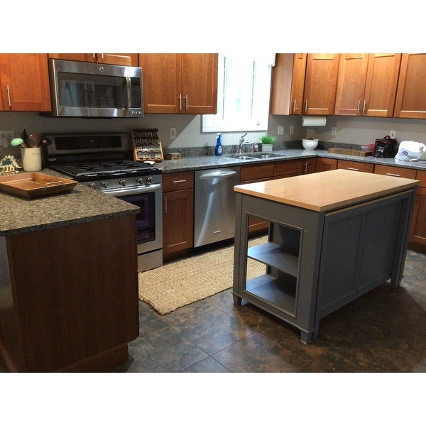 Design Element Medley 54-inch Grey Kitchen Island with Slide ...