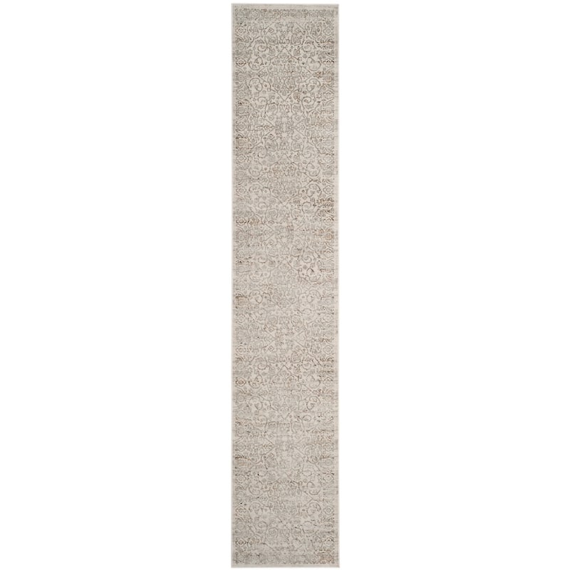 SAFAVIEH Princeton Biddie Vintage Distressed Boho Oriental Polyester Rug - 2' x 10' Runner - Beige/Grey