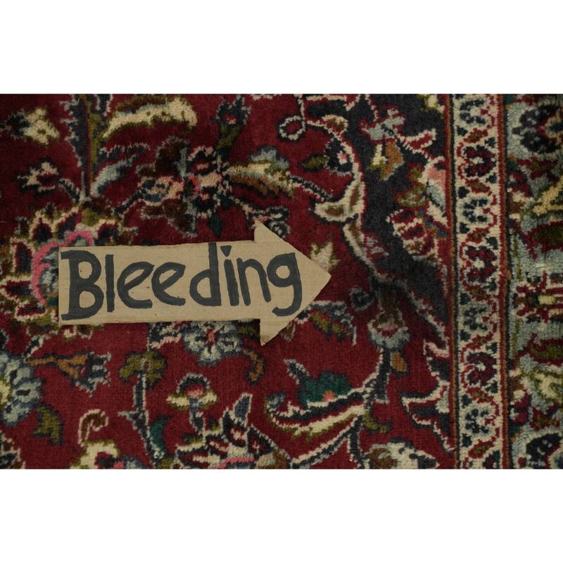Hand Knotted Oriental 100% Wool Carpet Traditional Geometric Red Mashad Area Rug - 12' 10'' X 9' 1''
