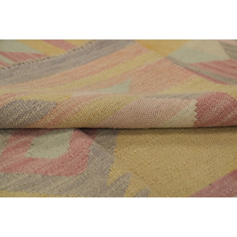 Hand Woven Oriental 100% Wool Carpet Southwestern Tribal Multi-Colored Kilim Area Rug - 8' 0'' X 5' 0''