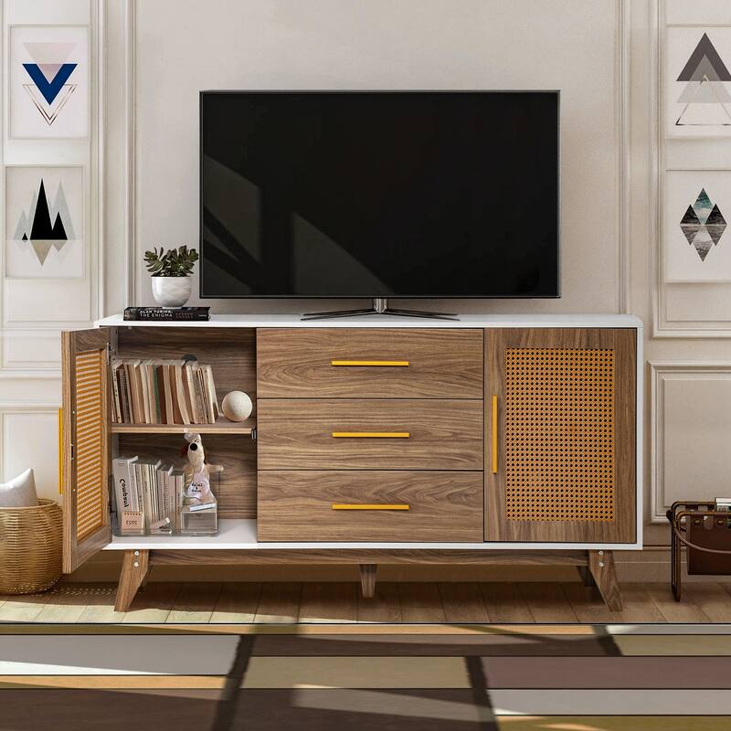 59 inch rattan storage cabinet