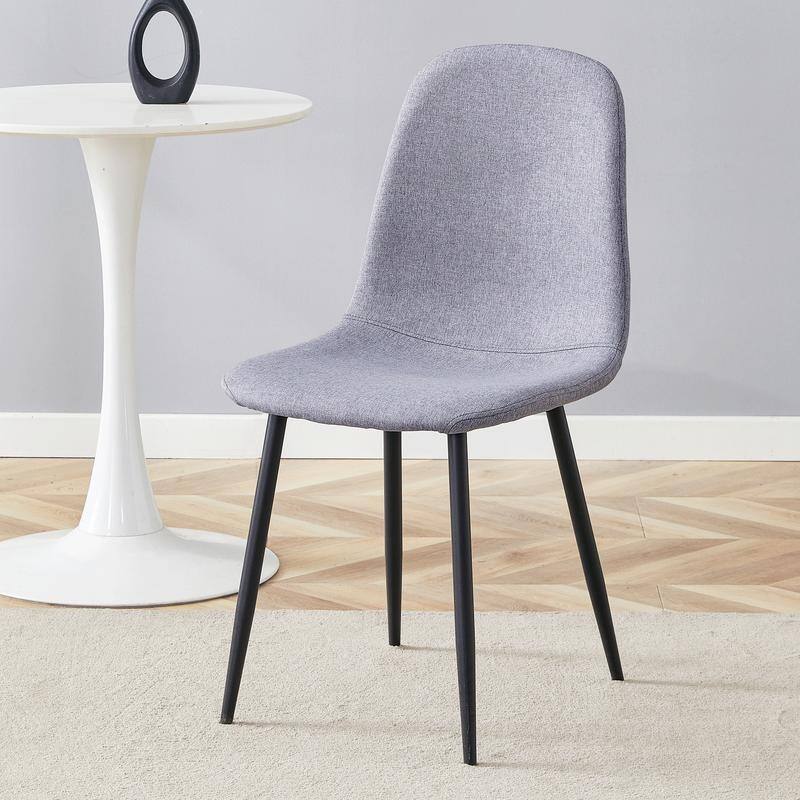 Set of 4 Modern Dining Chairs - Breathable Linen-Cotton Upholstery & Sturdy Integrated Metal Legs
