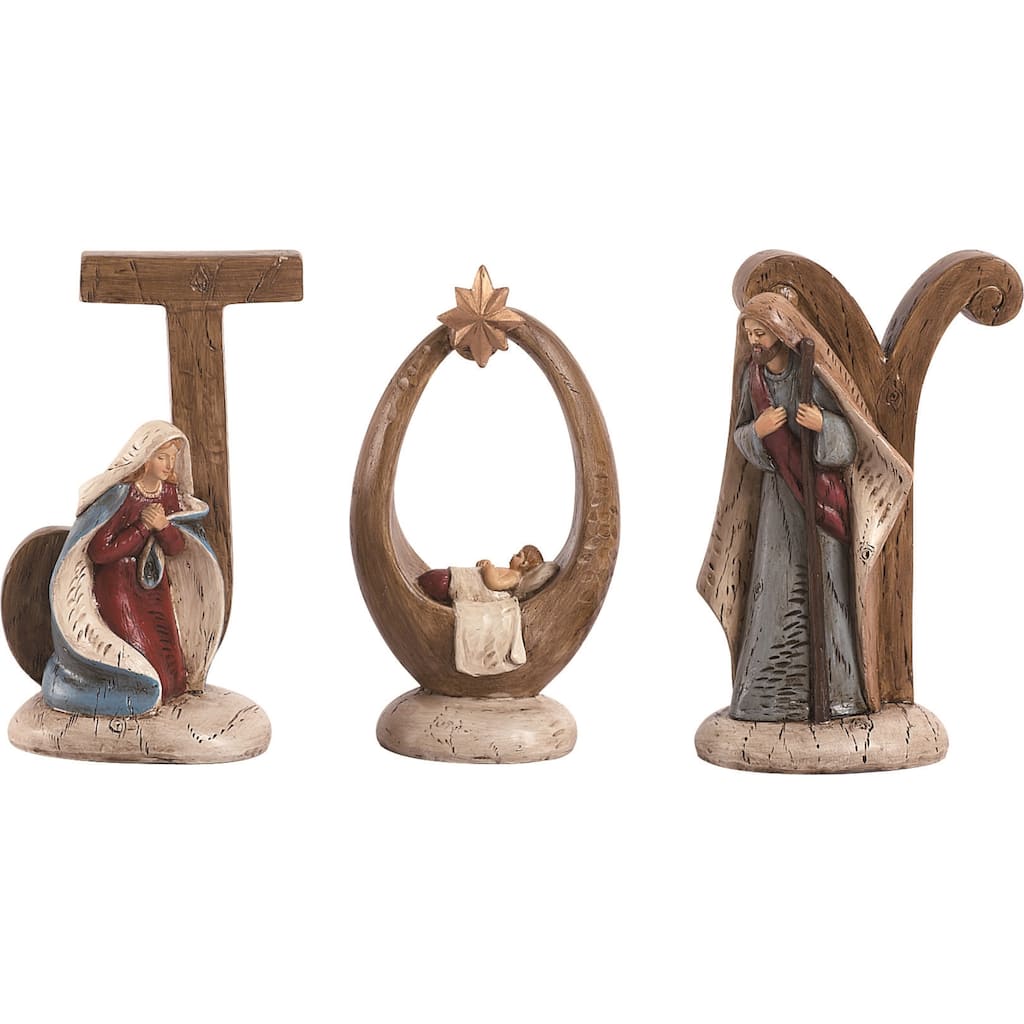 Transpac Resin 6.25 in. Multicolor Christmas Joy Nativity Set of 3