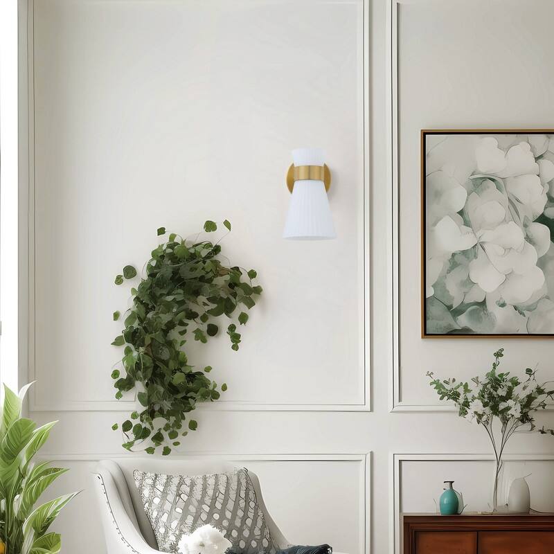 3 Light Gold Vanity Wall Sconce with White Glass Shades Modern Bathroom Lighting Fixture