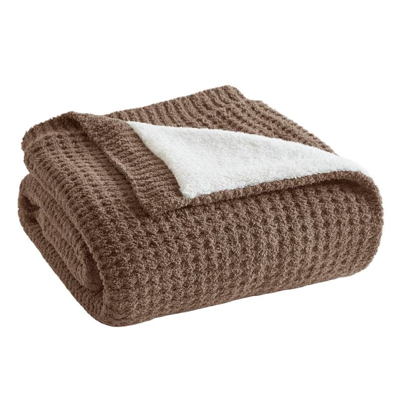 Madison Park Eden Waffle Knit Chenille Throw 50x60"